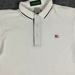 Outer Banks Polo Shirt Mens M White USA Flag Embroidered Classic Fit Navy